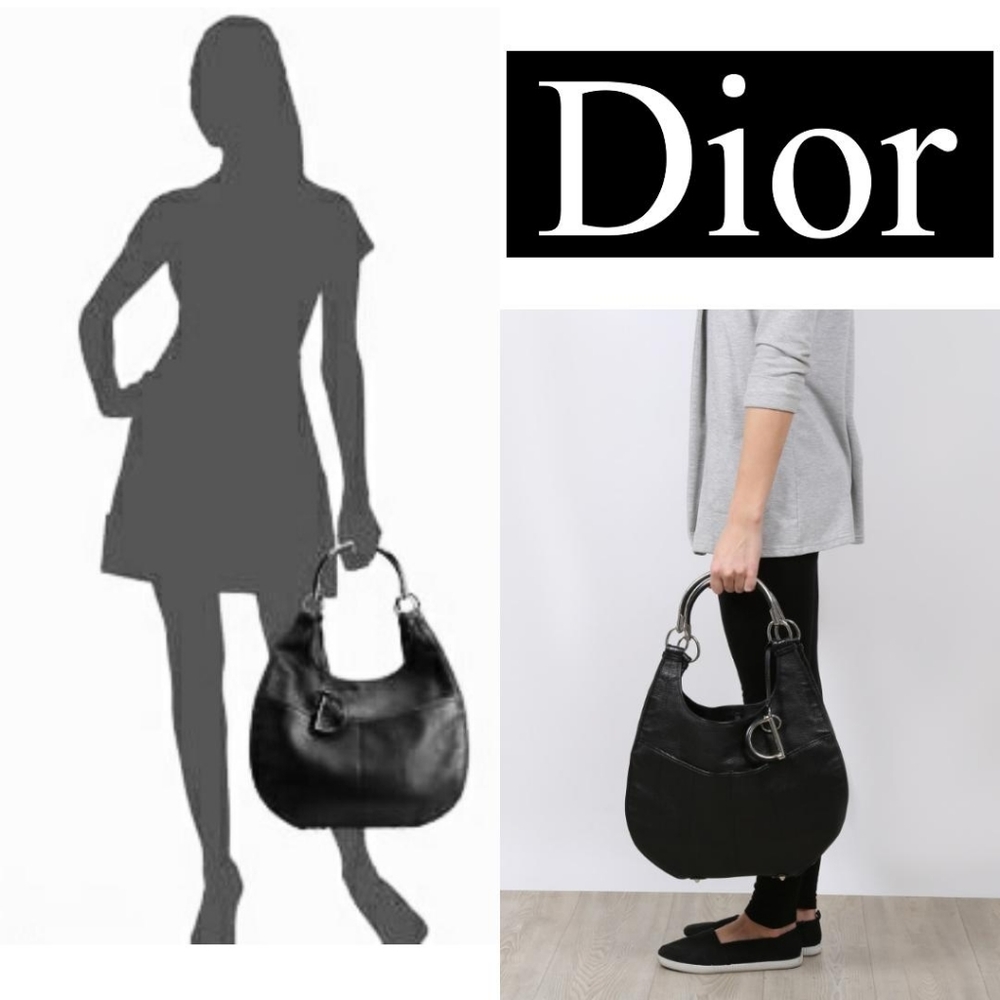 DIOR 61 Tote bag black grained leather